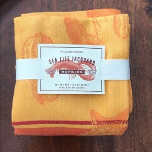 Williams Sonoma Yellow and Orange Sea Life Linen Napkins